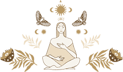 Logo Herbana. Donna herbana in meditazione